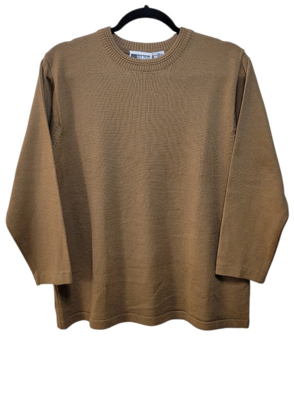 Russ Crewneck Knit Sweater Vintage Camel Brown Long Sleeve Pullover Petite Large